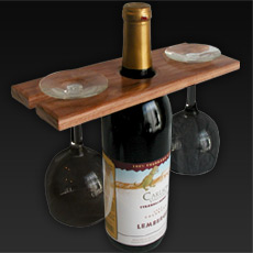 Wood glass and bottle holder